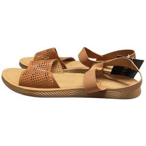 Ella & Joy Hollow Out Slingback Flat Sandals Women Sz 11 Brown Leather COMFL-100